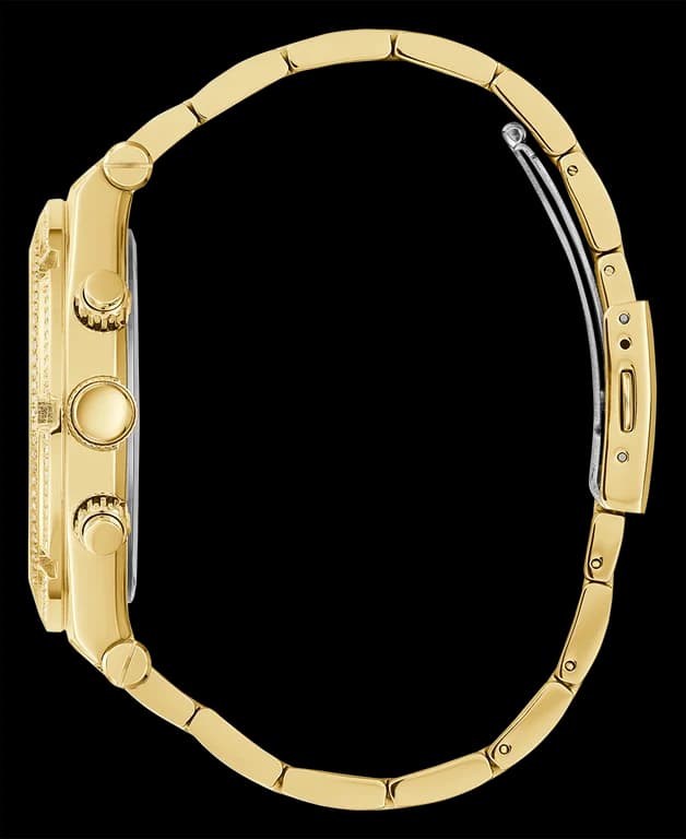 Montre Guess Homme GW0455G2 - Boîtier Doré Serti de Strass, Cadran Noir, Bracelet Acier vue 2