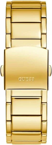 Attache bracelet Guess GW0456G2 en acier doré, maillons polis, fermoir déployante double sécurité gravé