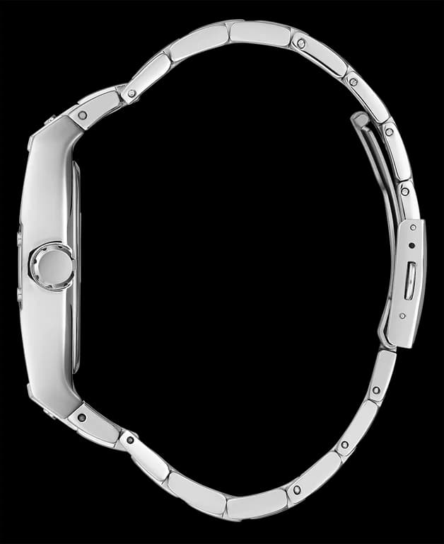 Attache bracelet Guess GW0456G4 en acier inoxydable brossé, fermoir déployant à double sécurité