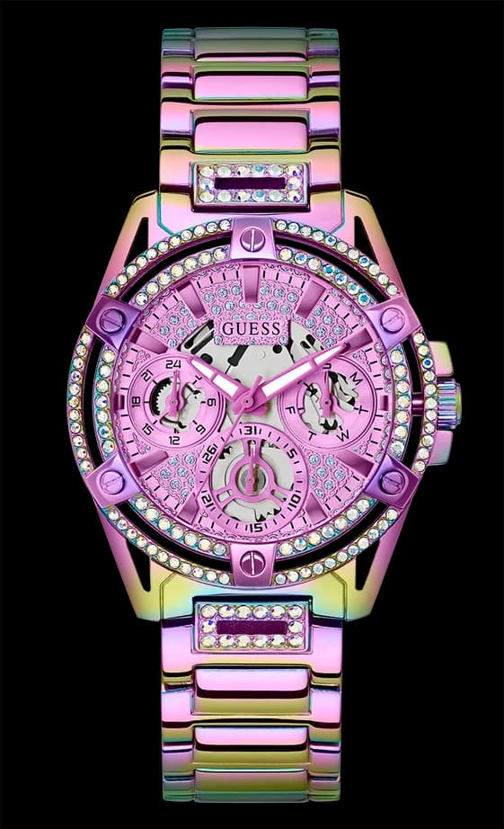 Montre Femme Guess Queen GW0464L4 en Acier Arc-en-ciel avec Cadran à Cristaux