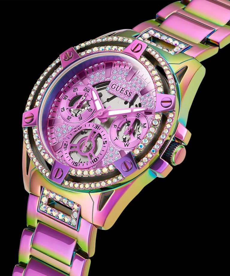 Montre Femme Guess Queen GW0464L4 en Acier Arc-en-ciel avec Cadran à Cristaux vue 2