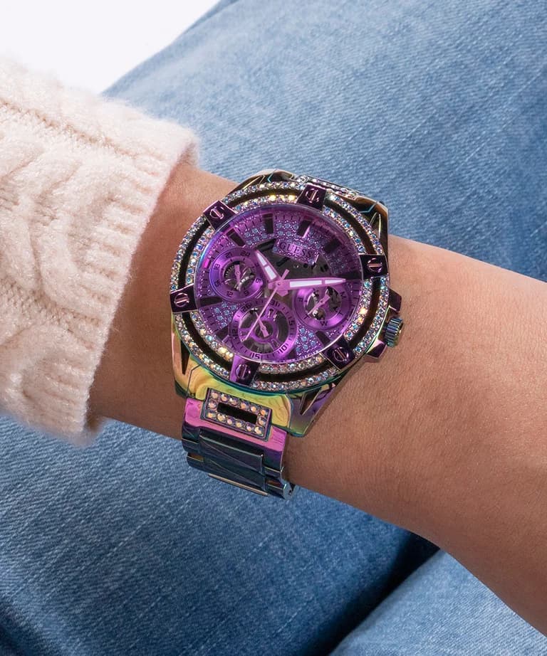 Montre Femme Guess Queen GW0464L4 en Acier Arc-en-ciel avec Cadran à Cristaux vue 5