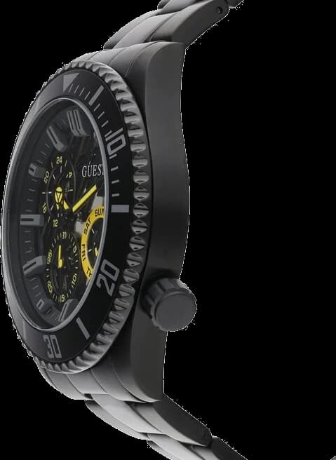 Attache bracelet Guess GW0488G3 en acier inoxydable noir avec maillons en H et fermoir déployant à double sécurité