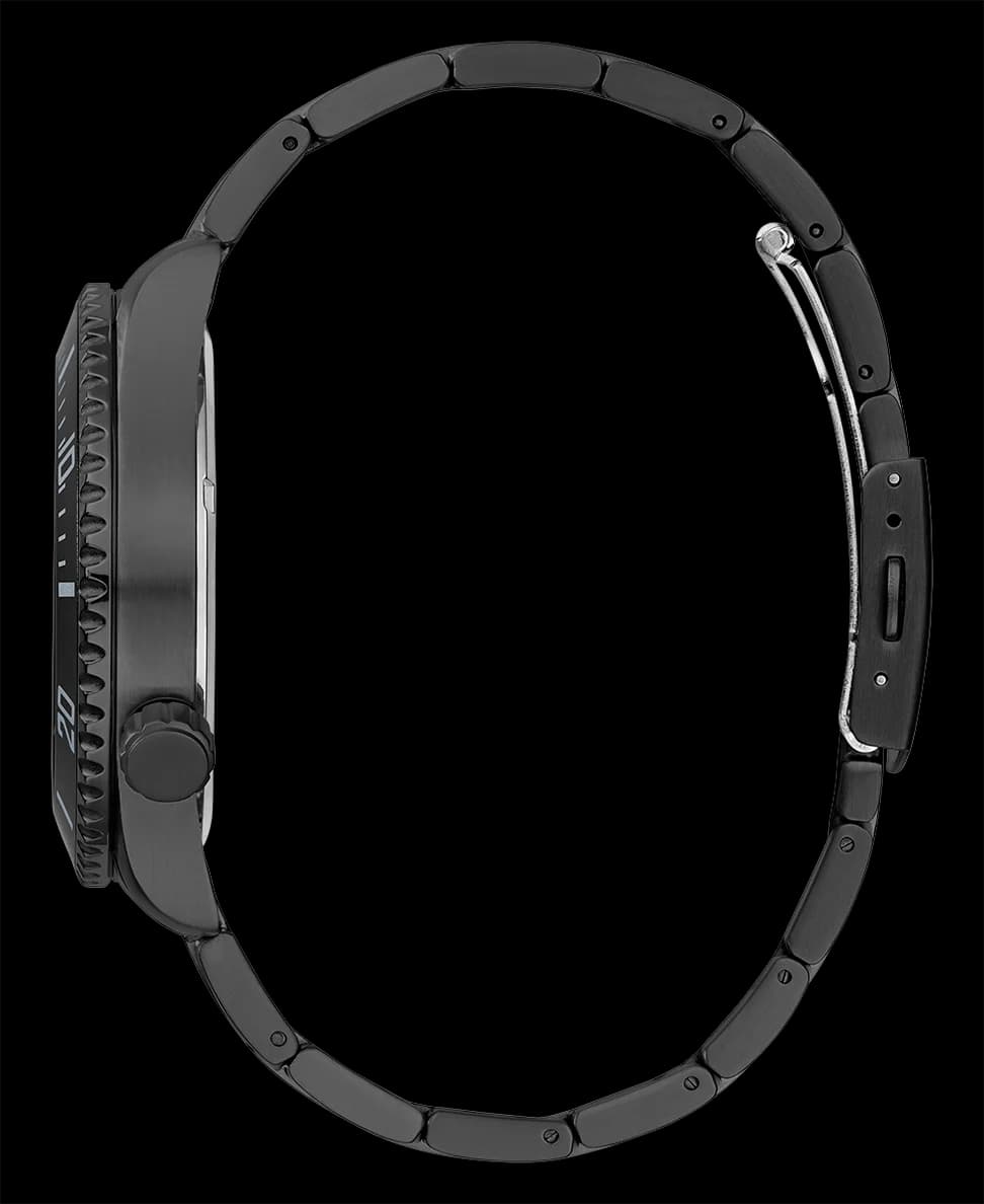 Lunette boîtier Guess GW0488G3 en acier noir brossé de 44mm, lunette fixe polie avec verre minéral bombé