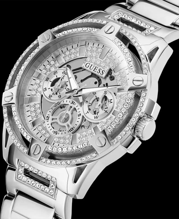 Montre Guess King GW0497G1 bracelet acier argent boîtier strass pour homme vue 2