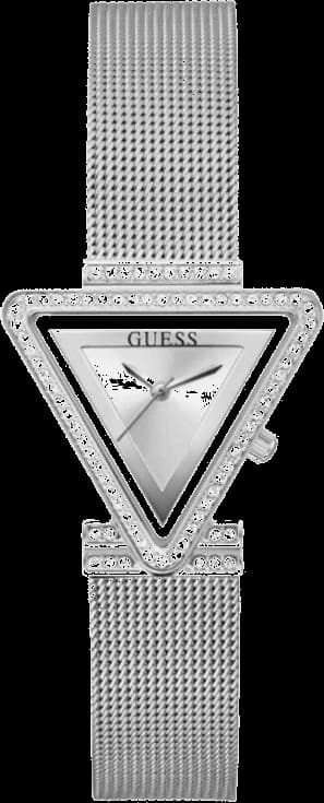 Garde-temps Guess GW0508L1 au boîtier triangle doré et cadran blanc nacré avec index bâtons et aiguilles dorés