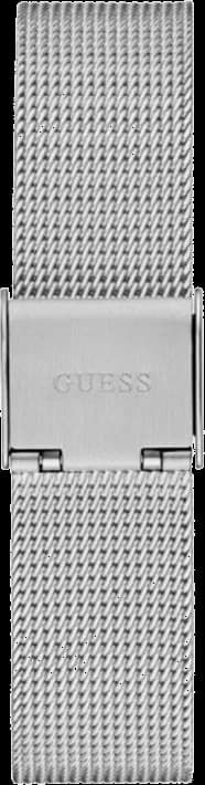 Visage cadran Guess GW0508L1 avec index appliques dorés, aiguilles bâtons et guichet date à 3h nacré