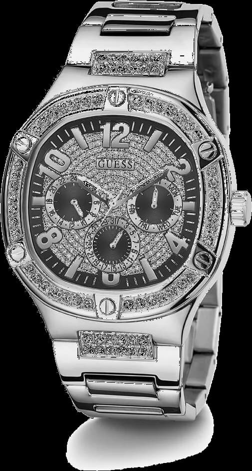 Montre Homme Guess Duke GW0576G1, boîtier argenté avec strass, bracelet acier vue 5