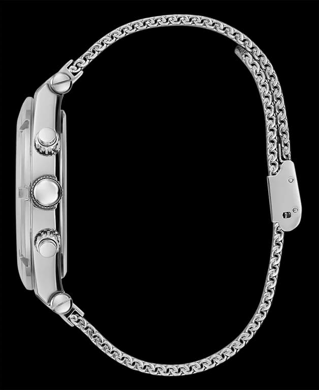 Montre Homme Guess Continental GW0582G1, cadran noir multifonction, bracelet maille milanaise argent vue 4