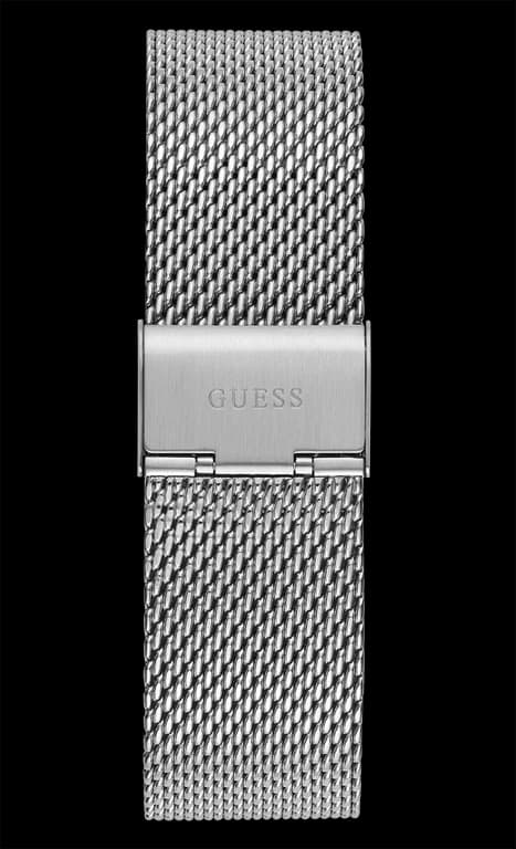 Montre Homme Guess Continental GW0582G1, cadran noir multifonction, bracelet maille milanaise argent vue 5