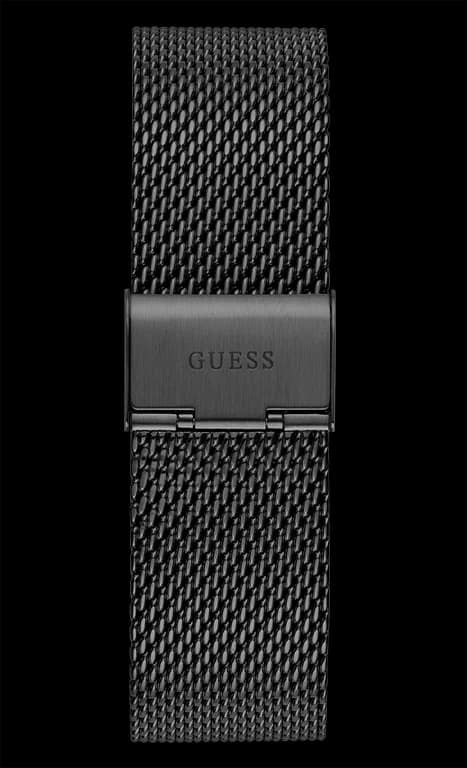Montre Homme Guess Continental GW0582G3, cadran multifonction noir, bracelet maille milanaise acier noir vue 5