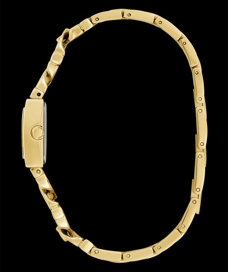 Attache bracelet Guess GW0603L2 en acier inoxydable doré, maillons lisses réglables et fermoir déployant sécurisé