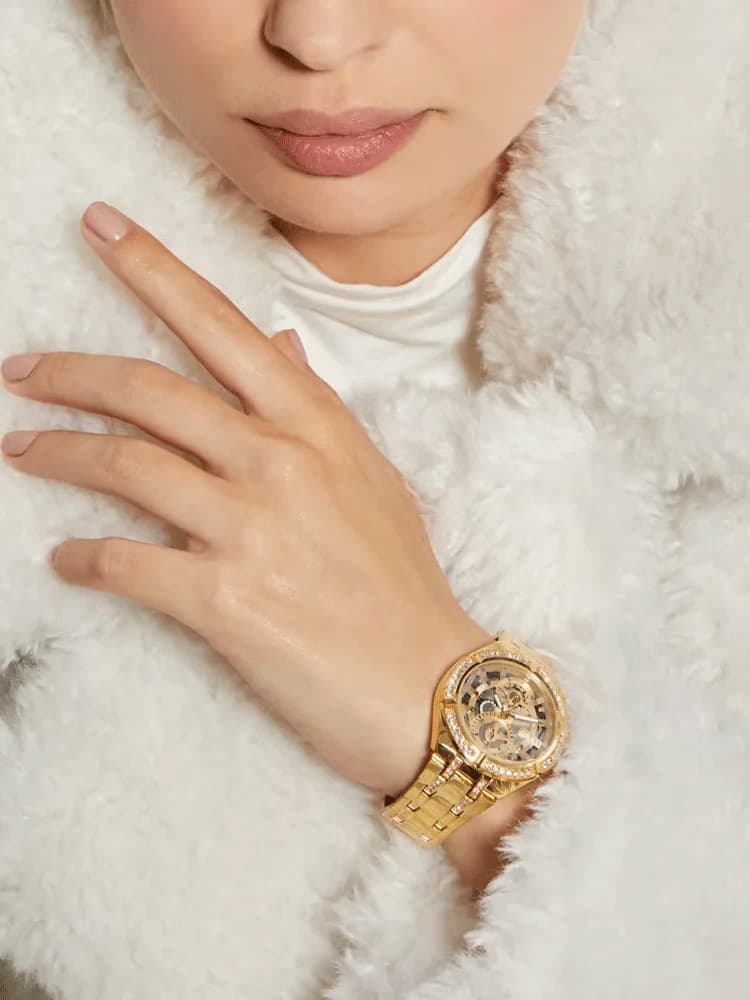 Montre Femme Guess Allara GW0604L2 - Cadran squelette doré multifonctions - Bracelet acier vue 5