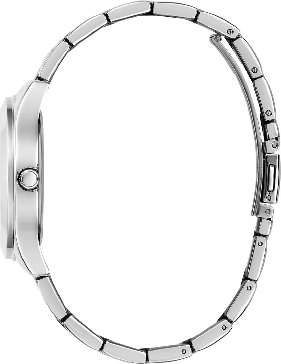 Attache bracelet Guess GW0675L1 en acier inoxydable argenté maillé jonc avec fermoir déployant papillon sécurisé