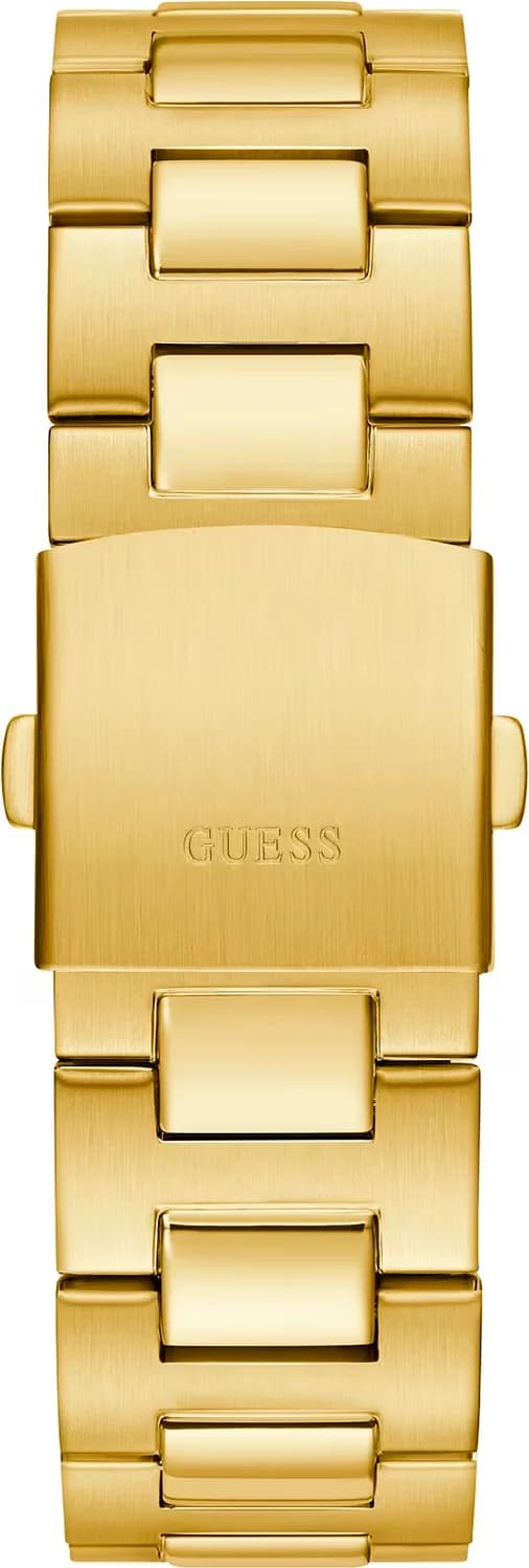 Lunette boîtier Guess GW0703G2 en acier inoxydable doré, lunette lisse polie, profil fin avec couronne cannelée