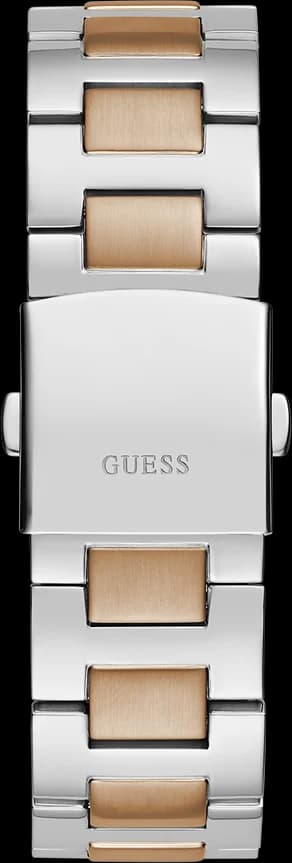 Lunette boîtier Guess GW0703G4 en acier bicolore 44mm, lunette lisse polie et couronne crantée