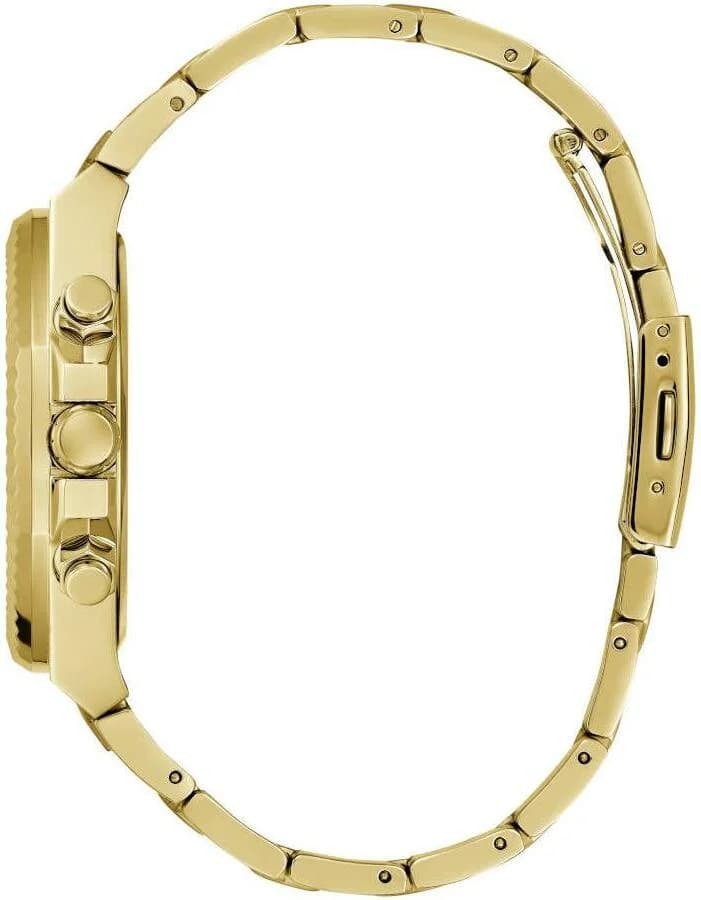 Attache bracelet Guess GW0703G5 en acier doré, maillons polis et satinés, fermoir déployant double sécurité, finition miroir