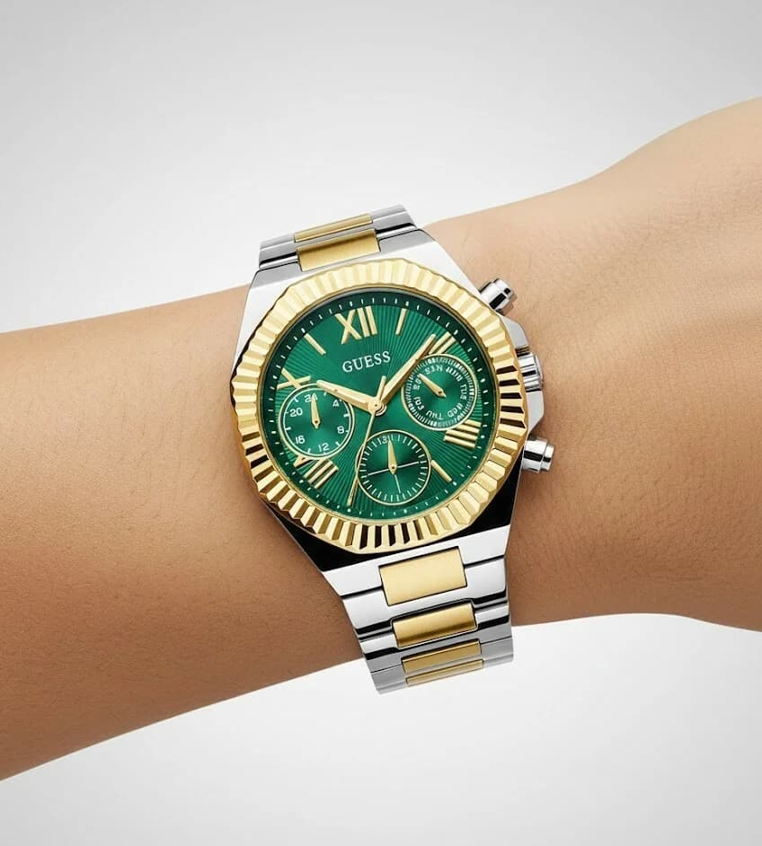 Montre Femme Guess GW0769L4 - Cadran Vert Multifonctions, Bracelet Acier Bicolore vue 5