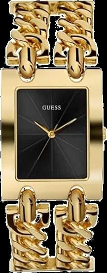 Montre Guess U1117L5 Heavy Metal - Cadran noir, bracelet chaîne or - Pour femme