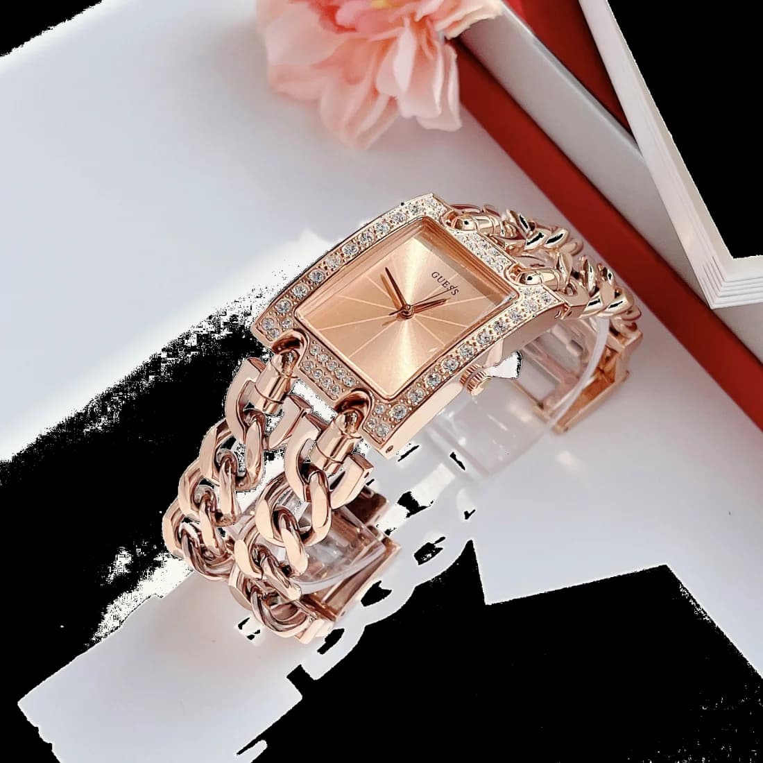 Montre Femme Guess W0072L3 - Cadran et Bracelet Double Chaîne en Acier Or Rose vue 2