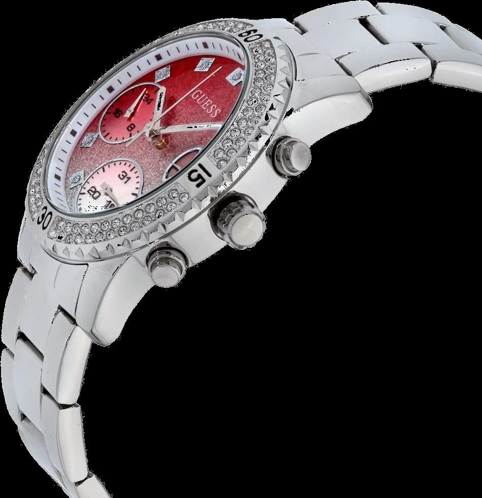 Attache bracelet Guess W0774L7 en acier inoxydable argenté avec fermoir déployant et boucle de sécurité