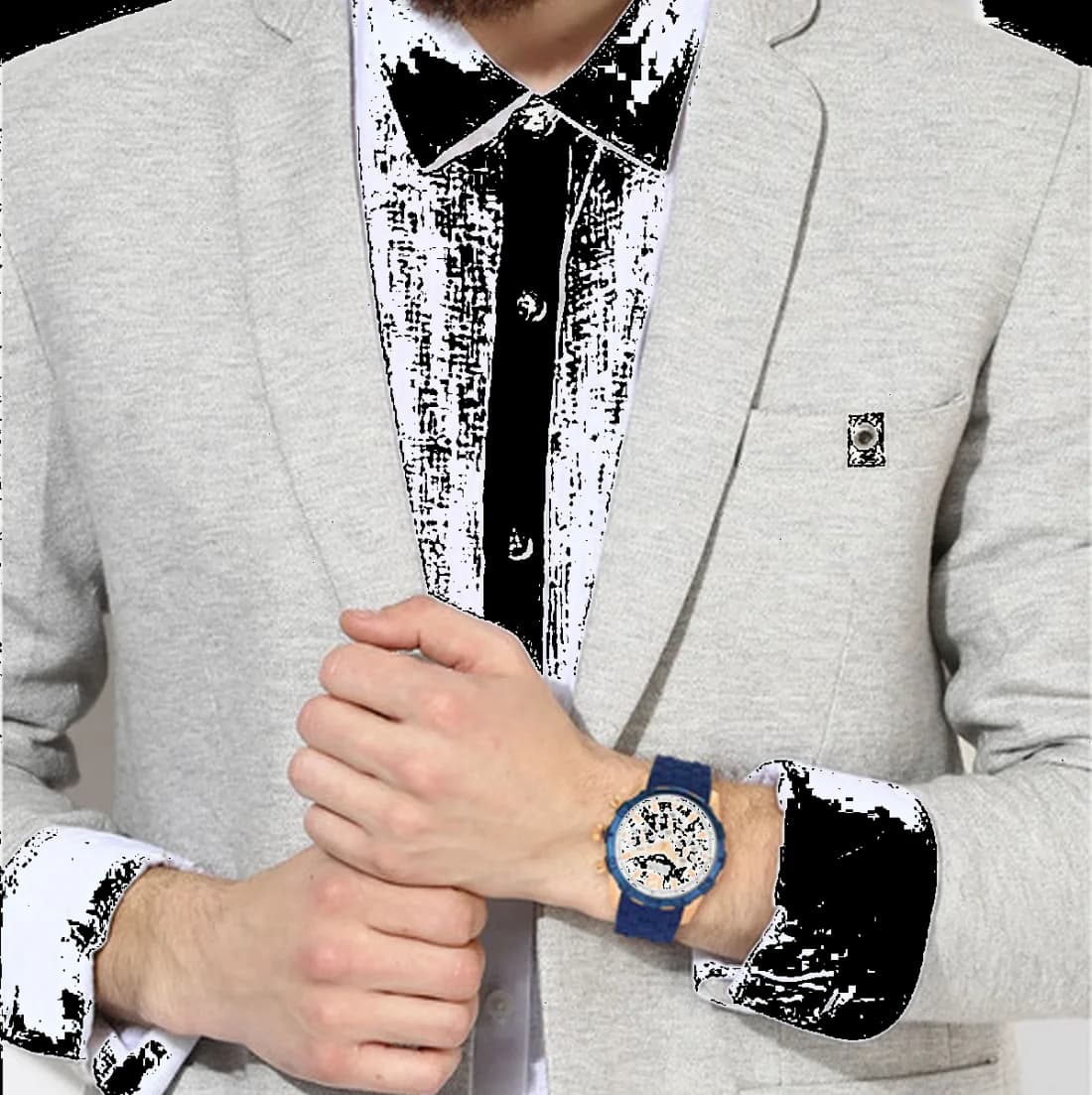 Visage cadran Guess W0864G5 aux index appliqués bâtons et date à 3h