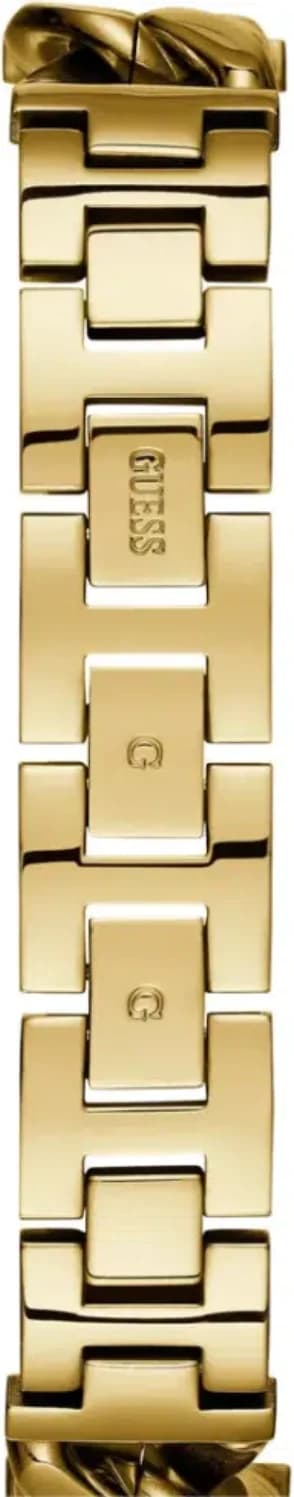 Attache bracelet Guess W1029L2 en acier doré avec maillons polis et fermoir déployant à double sécurité gravé du logo