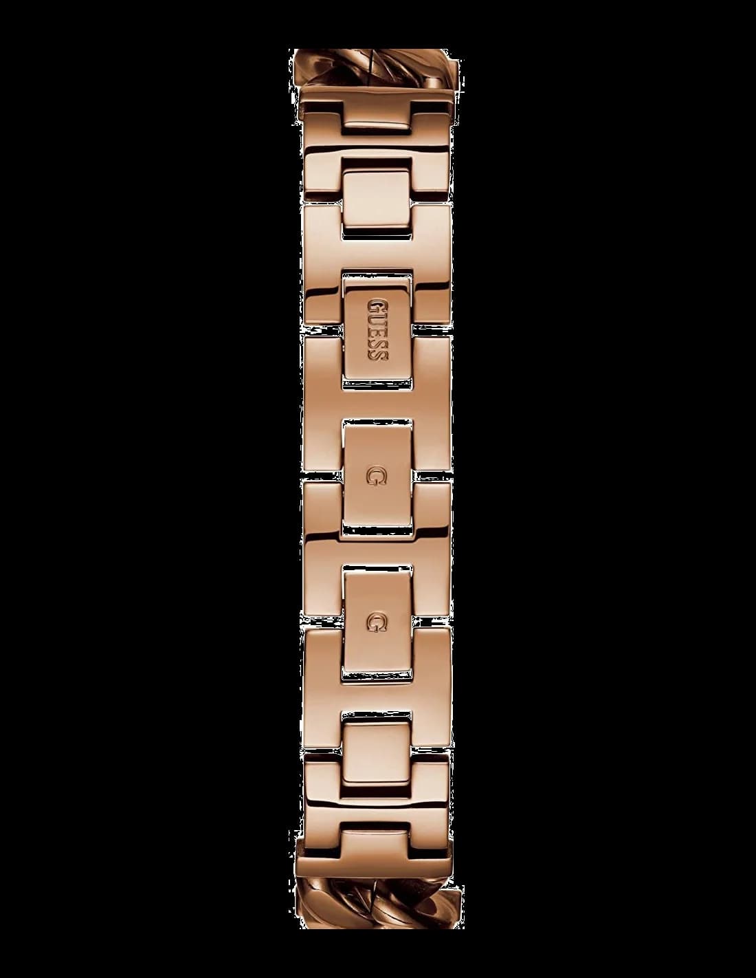 Attache bracelet Guess W1029L3 en acier inoxydable or rose PVD, maillons polis, fermoir déployant