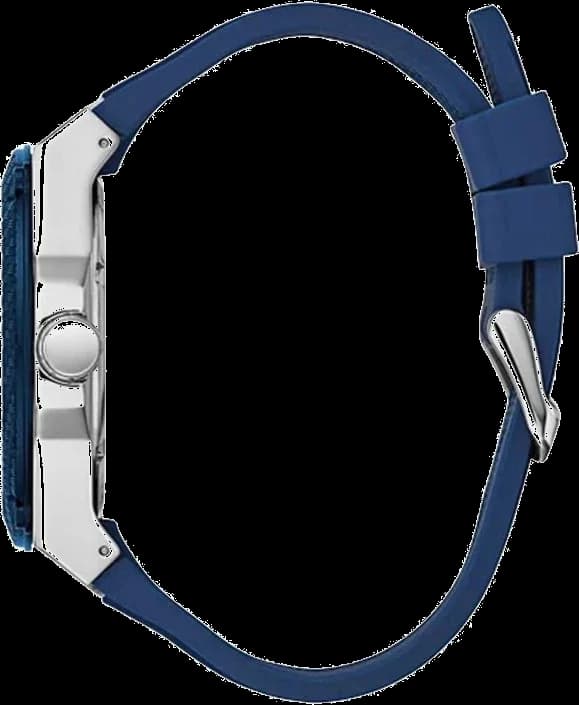 Montre Homme Guess Legacy W1049G1, Cadran Tonneau Gris Multifonction, Bracelet Silicone Bleu vue 2