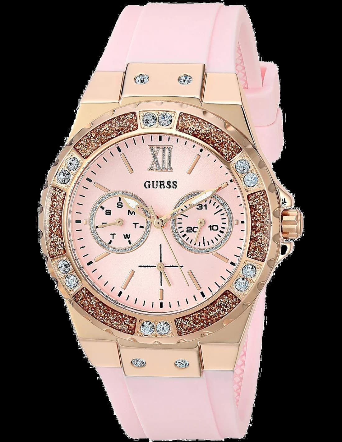Montre Femme Guess W1053L3 Cadran Fuchsia Bracelet Silicone Rose