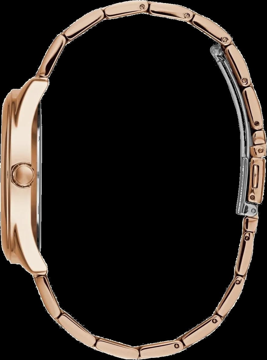 Visage cadran Guess W1082L3 orné d'index appliqués et d'une fenêtre de date à 3h, aiguilles dauphine