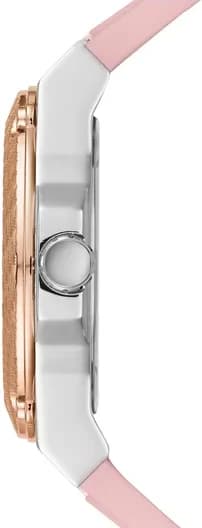 Lunette boîtier Guess W1094L4 boîtier acier bicolore et lunette lisse argentée vue profil épaisseur fine 8mm