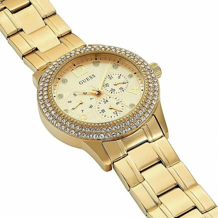 Montre Femme Guess W1097L2 Dorée à Cristaux - Bracelet Scintillant vue 2