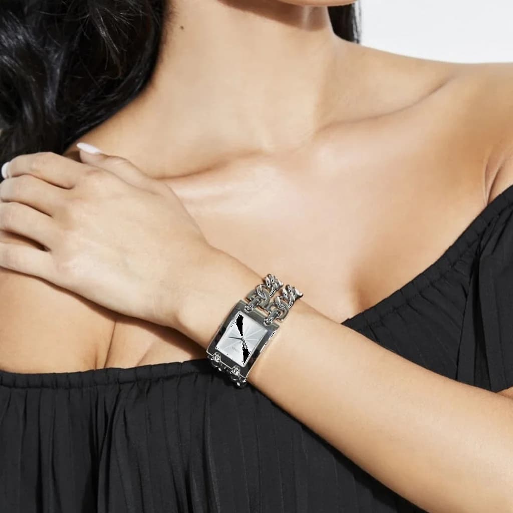 Montre Femme Guess W1117L1 Heavy Metal - Cadran et bracelet chaîne en acier argenté vue 5