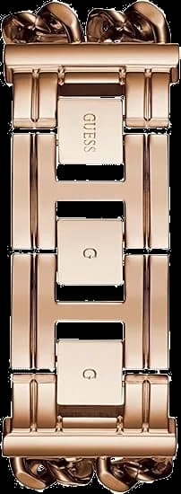 Attache bracelet Guess W1117L3 maillons chaîne en acier doré et or rose, fermoir déployant sécurisé