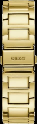 Lunette boîtier Guess W1156L2 en acier doré 316L, lunette fixe ornée de strass, profil fin et verre minéral résistant