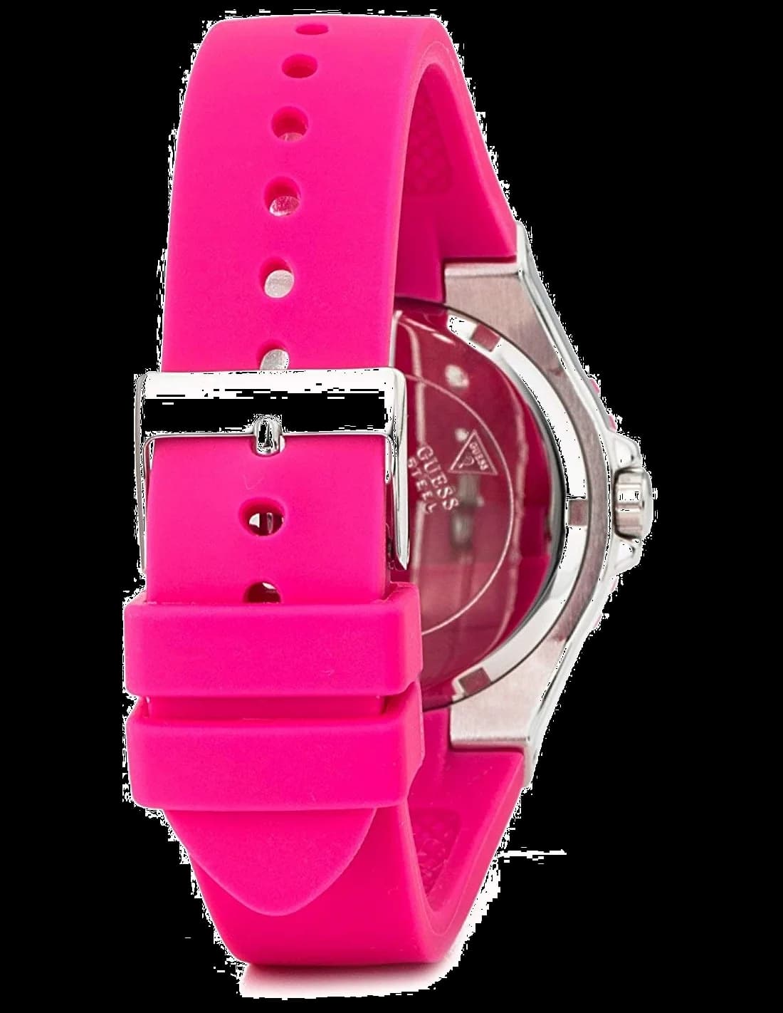 Montre Femme Guess Overdrive W90084L2 - Cadran Blanc, Bracelet Fuschia en Résine vue 2