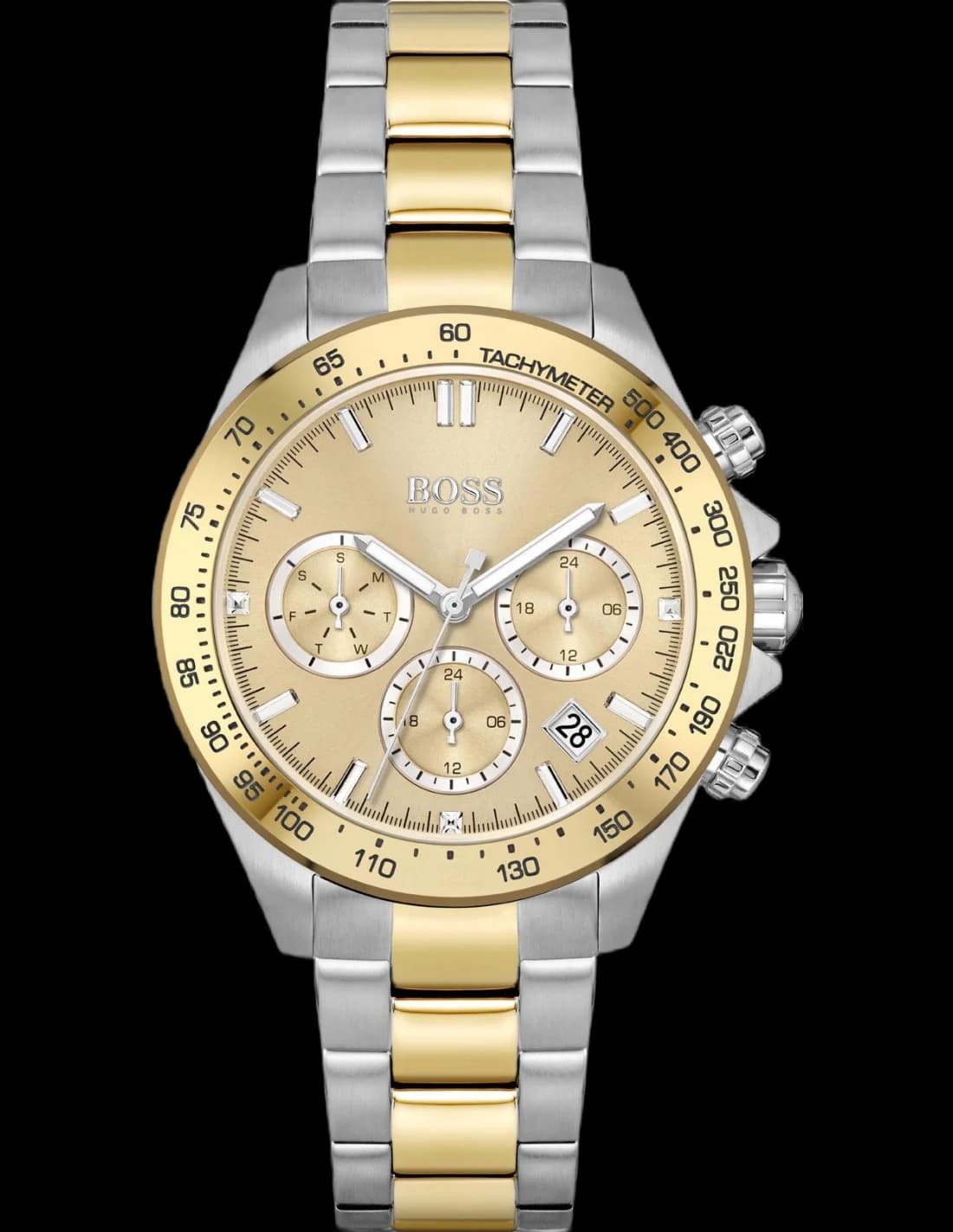 Montre Femme Hugo Boss 1502618 Sport Lux Novia Chronographe Bicolore Acier Argent et Or Rose