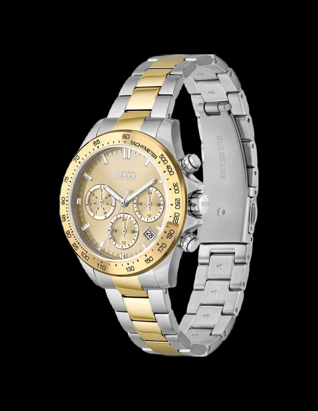 Montre Femme Hugo Boss 1502618 Sport Lux Novia Chronographe Bicolore Acier Argent et Or Rose vue 2