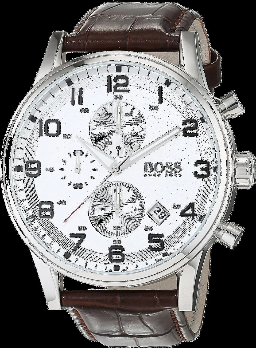 Montre Homme Hugo Boss Sport 1512447 Cadran Blanc Bracelet Cuir Marron