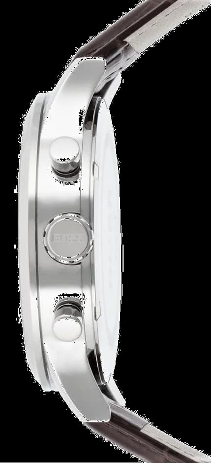 Visage cadran Hugo Boss 1512447 featuring applied indices, date window at 3 o'clock, and luminous hands for legibility