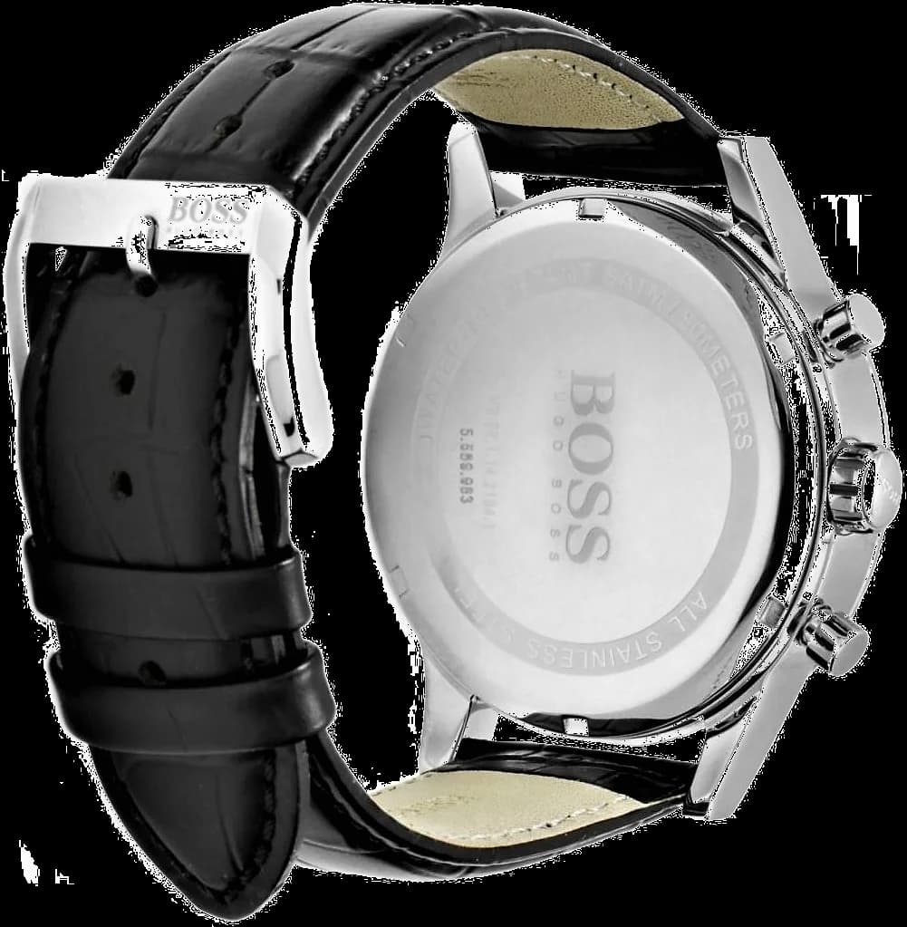 Visage cadran Hugo Boss 1512448 aux index appliqués et aiguilles dauphine polies, guichet date à 3h, lisibilité optimale