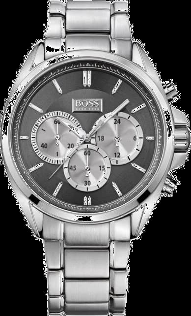 Garde-temps Hugo Boss 1512883 avec cadran blanc soleil, index appliques argentés et aiguilles dauphine polies