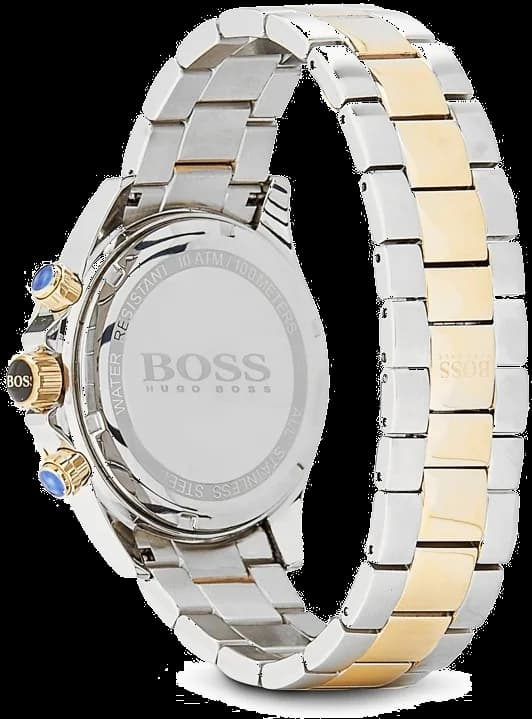 Visage cadran Hugo Boss 1512960 dévoilant trois compteurs chronographe, guichet date à 4h30 et aiguilles luminescentes de style sport-élégant