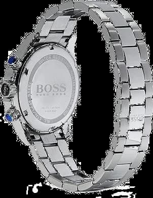 Visage cadran Hugo Boss 1512963 avec compteurs chronographe, date à 4h30, index bâtons et aiguilles luminescentes