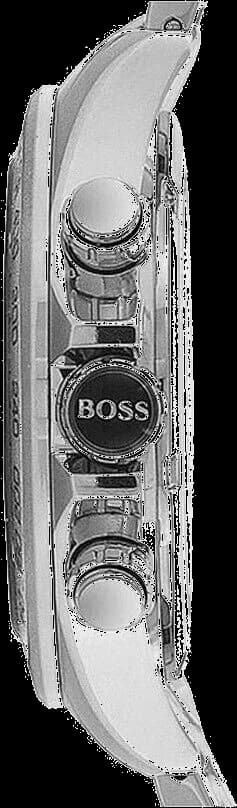 Attache bracelet Hugo Boss 1512963 en acier inoxydable brossé, fermoir déployant double sécurité et maillons ajustables