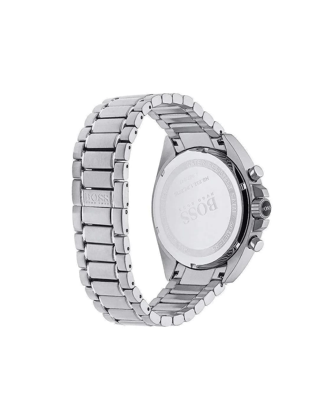Attache bracelet Hugo Boss 1513080 en acier inoxydable brossé, fermoir déployant double sécurité et maillons ajustables