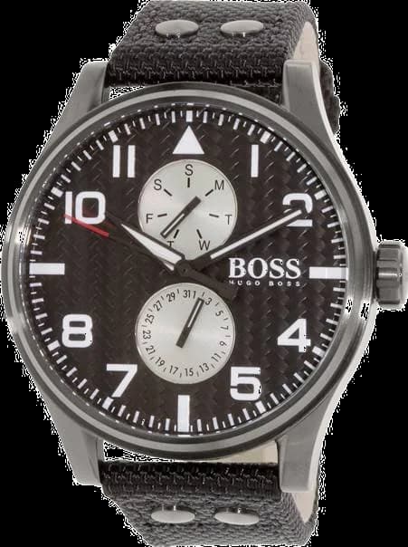 Garde-temps Hugo Boss 1513086 cadran bleu soleillé avec index appliqués et trotteuse centrale rouge, style sport-élégant