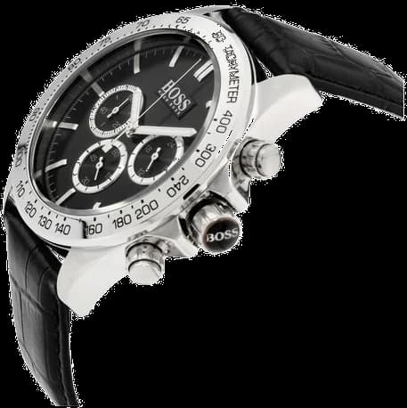 Visage cadran Hugo Boss 1513178 dévoilant des aiguilles dauphine polies et un guichet date pour une lisibilité optimale