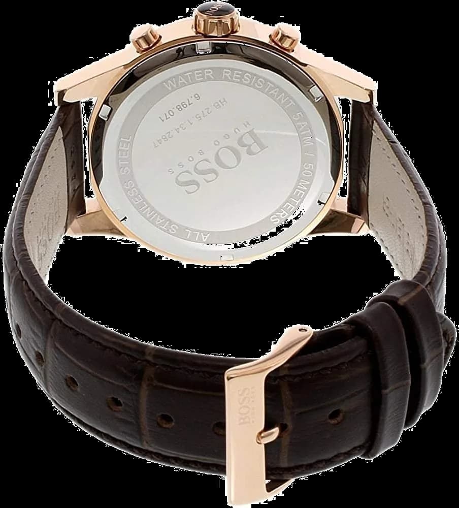 Montre Homme Hugo Boss 1513281 Cadran Ardoise Bracelet Cuir Marron vue 2